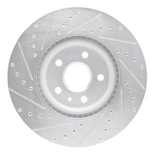 Cadillac CTS Brake Rotor (1) - Front Right - R1 Concepts - Drilled & Slotted - Silver - `08-`17